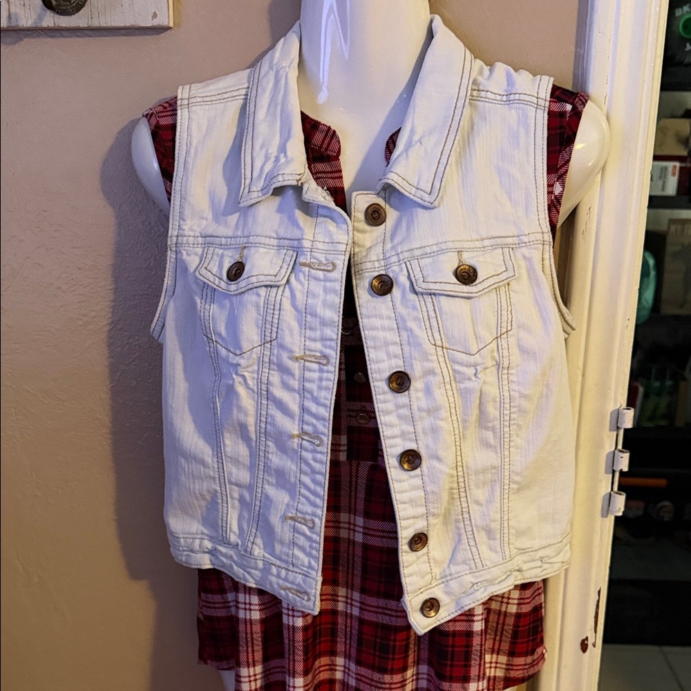Light Blue Stretch Denim Vest SM
